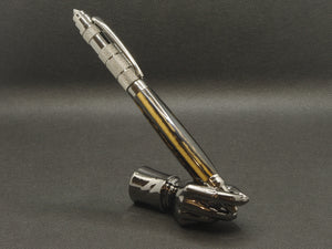 Black and White Ebony Tactical Pen - Gunmetal