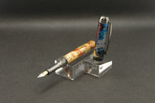 Load image into Gallery viewer, Flaming Box Elder Hybrid Fountain Pen - Black Titanium and Black Chrome