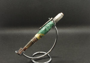 Turquoise Box Elder Da Vinci Twist Pen - Antique Rose Copper and Gun-Polish