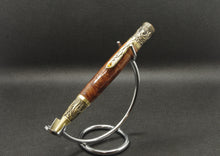 Load image into Gallery viewer, Redwood Burl Phoenix Rising Twist Pen - Antique Brass
