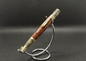 Redwood Burl Phoenix Rising Twist Pen - Antique Brass