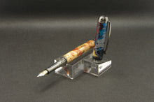 Load image into Gallery viewer, Flaming Box Elder Hybrid Fountain Pen - Black Titanium and Black Chrome
